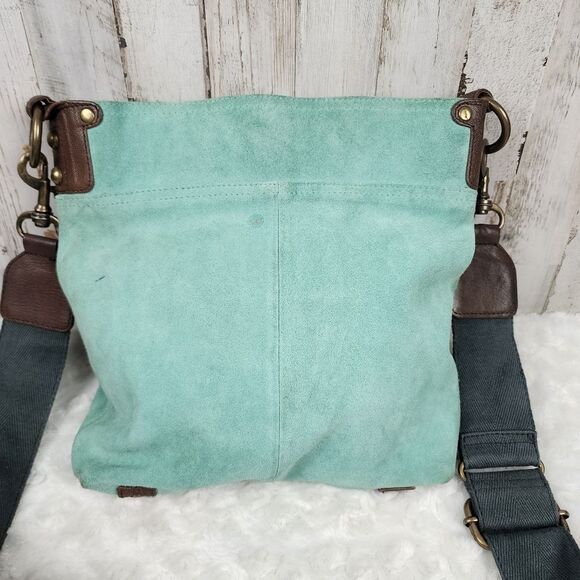 Mo & Co Joan Spearmint Suede Crossbody Bag Purse - Picture 2 of 11